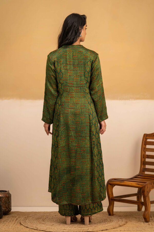 Hand Block Printed Ajrakh in Modal A-Line Kurta with Palazzo - Image 4