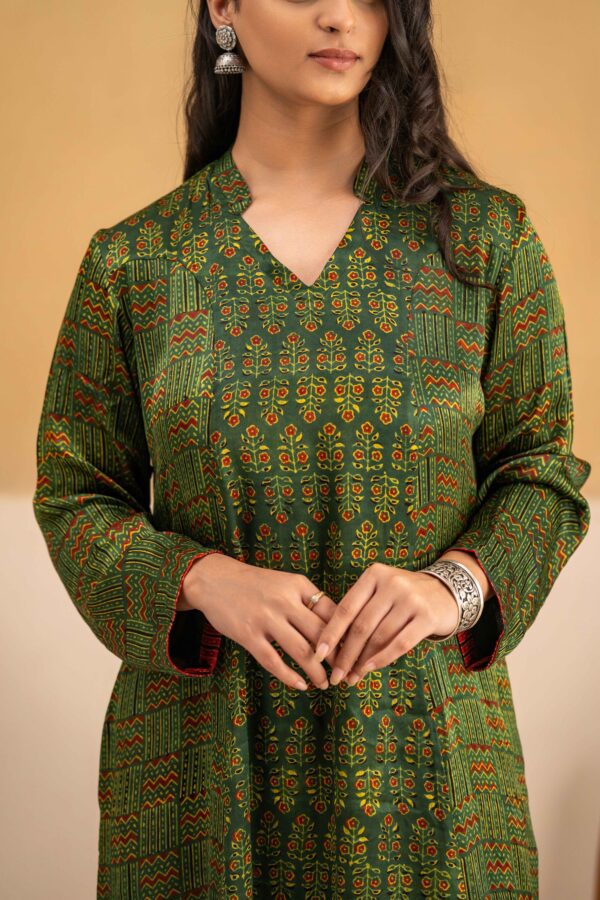Hand Block Printed Ajrakh in Modal A-Line Kurta with Palazzo - Image 7