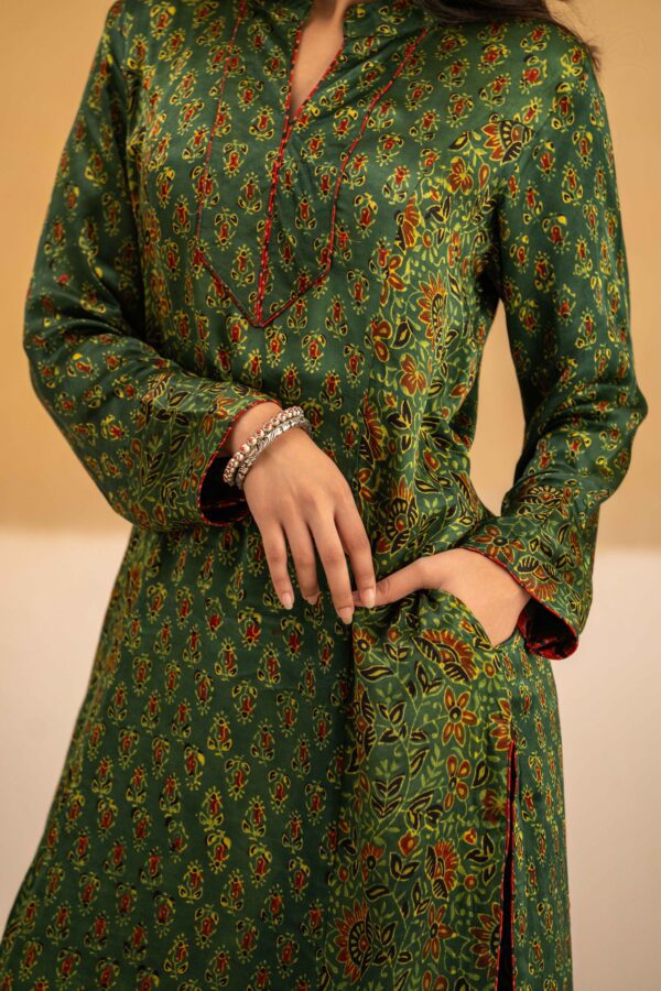 Hand Block Printed Ajrakh in Modal- Kalidar Palazzo with Kurta set - Image 4