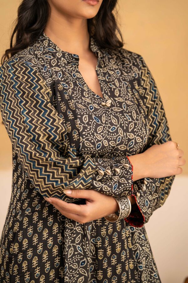 Hand Block Printed Ajrakh in Modal A-Line Kurta with Palazzo - Image 8