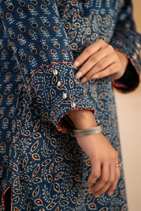 Hand Block printed Ajrakh in Modal - Straight Kurta with Palazzo - Image 5