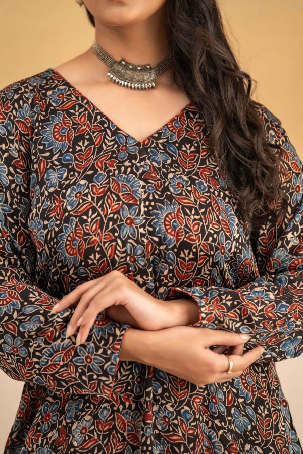 Hand Block Printed Ajrakh in Modal Straight Kurta with Palazzo - Image 7