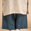 Hand woven Kala Cotton Off-White Staright Kurta with Indigo Kala Cotton Palazzo- Set of 2 - Image 2