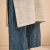 Hand woven Kala Cotton Off-White Staright Kurta with Indigo Kala Cotton Palazzo- Set of 2 - Image 3