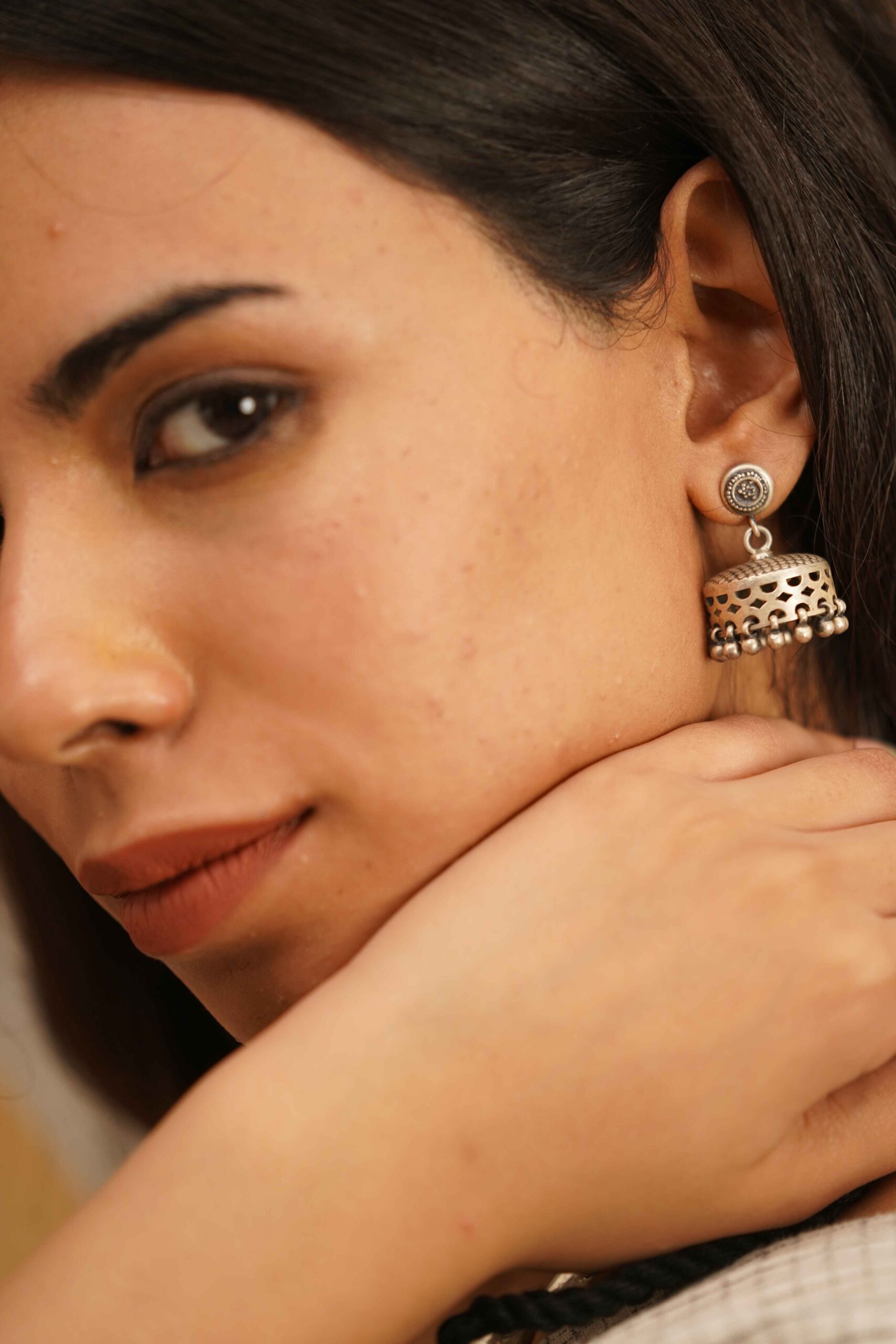 Silver Cut work small jhumki