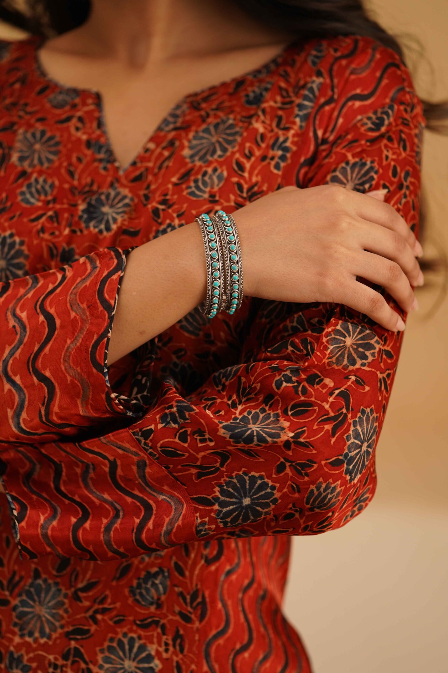 Silver Floral Cuff- Single Pc
