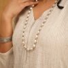Silver Beads Necklace in Maroon/Black Thread - Image 3