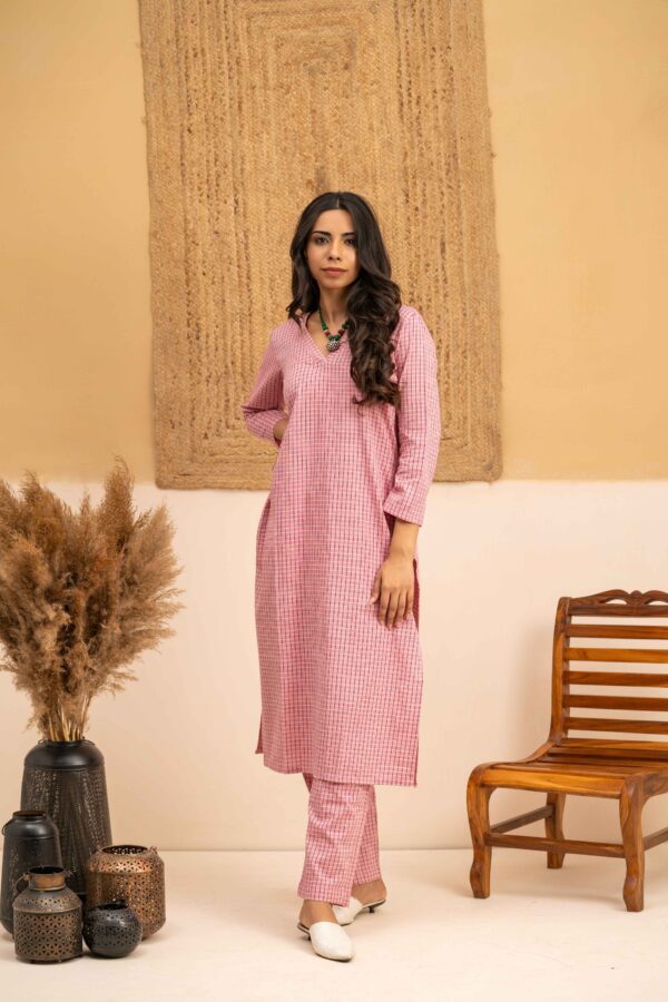 Hand woven cotton Kurta and Palazzo set - Image 2