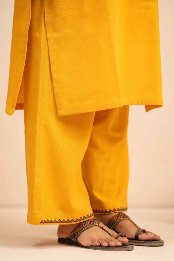 Hand embroidered Kurta and Palazzo set in Hand woven cotton - Image 6