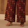 Maroon Ajrakh Palazzo with mirror & thread hand embroidery in Cotton Fabric - Image 2