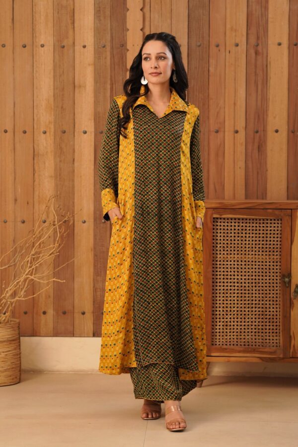 Ajrakh A-Line Kurta with Palazzo in Modal Fabric