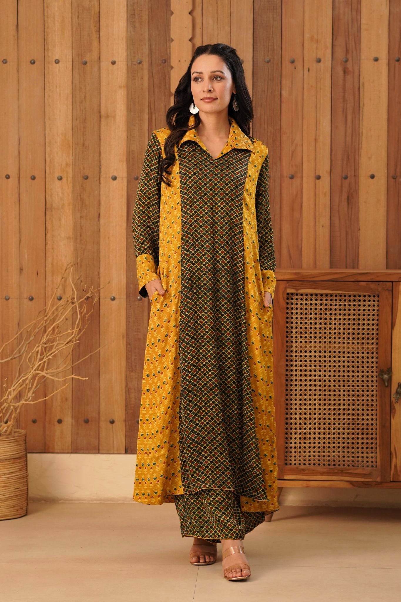 Ajrakh A-Line Kurta with Palazzo in Modal Fabric