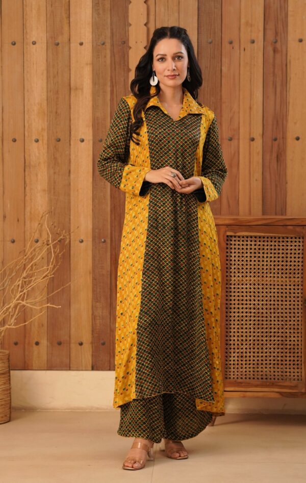 Ajrakh A-Line Kurta with Palazzo in Modal Fabric - Image 4