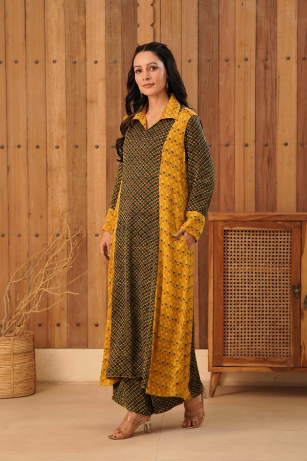 Ajrakh A-Line Kurta with Palazzo in Modal Fabric - Image 5