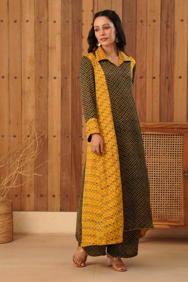 Ajrakh A-Line Kurta with Palazzo in Modal Fabric - Image 6