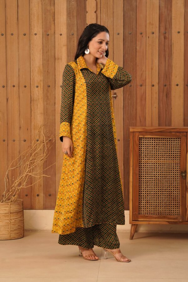 Ajrakh A-Line Kurta with Palazzo in Modal Fabric - Image 7