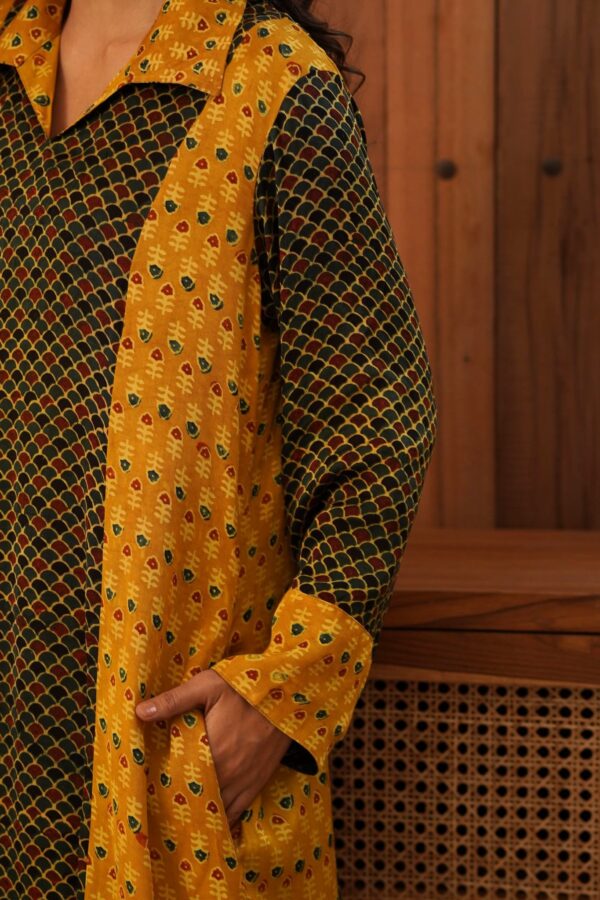 Ajrakh A-Line Kurta with Palazzo in Modal Fabric - Image 8