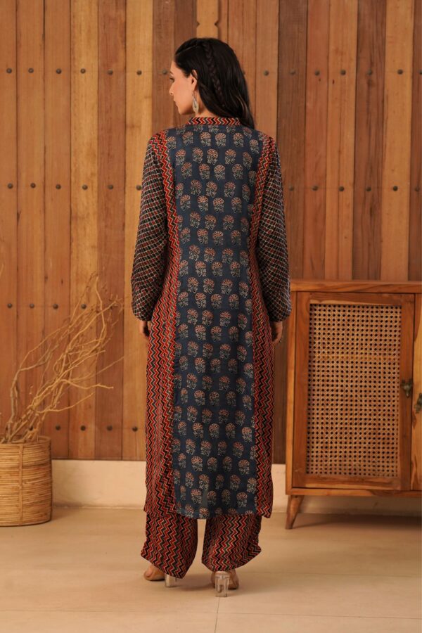 Ajrakh Straight Kurta with Palazzo in Modal Fabric - Image 2