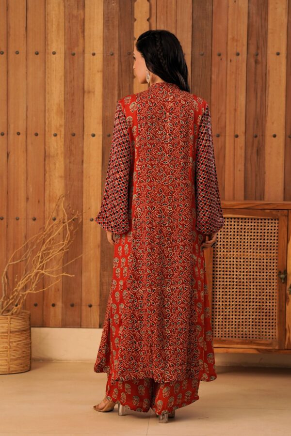 Ajrakh A-Line Kurta with Palazzo in Modal Fabric - Image 4
