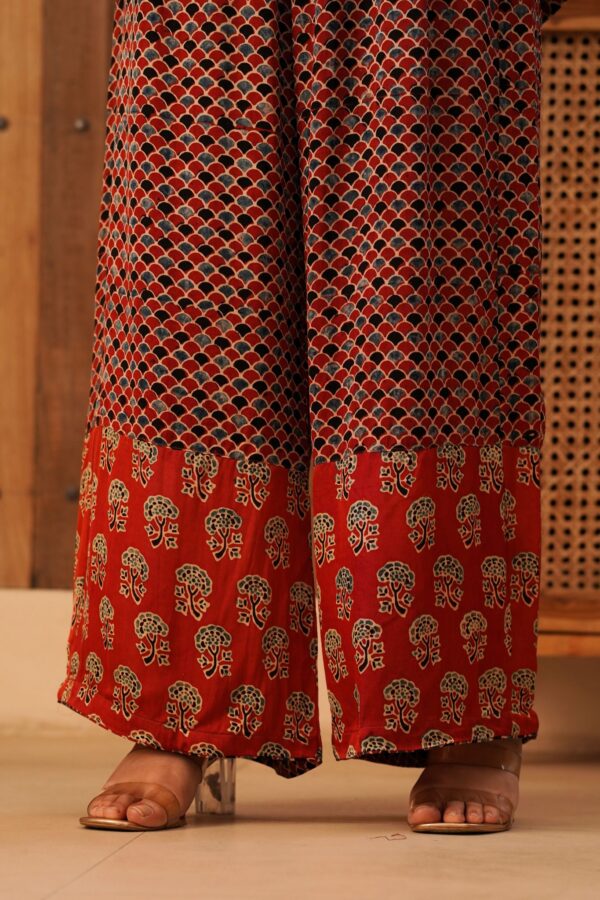 Ajrakh A-Line Kurta with Palazzo in Modal Fabric - Image 7
