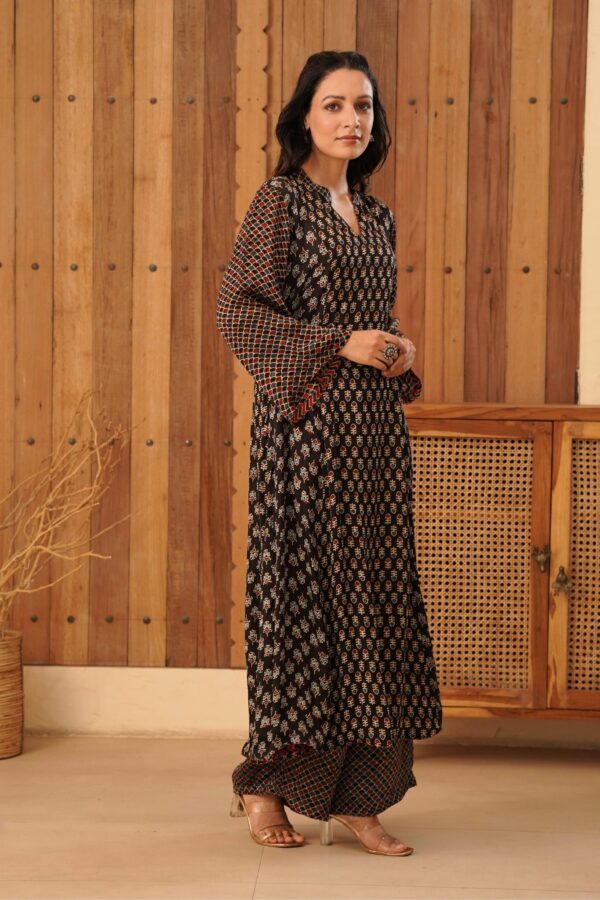 Ajrakh A-Line Kurta with Palazzo in Modal Fabric - Image 8