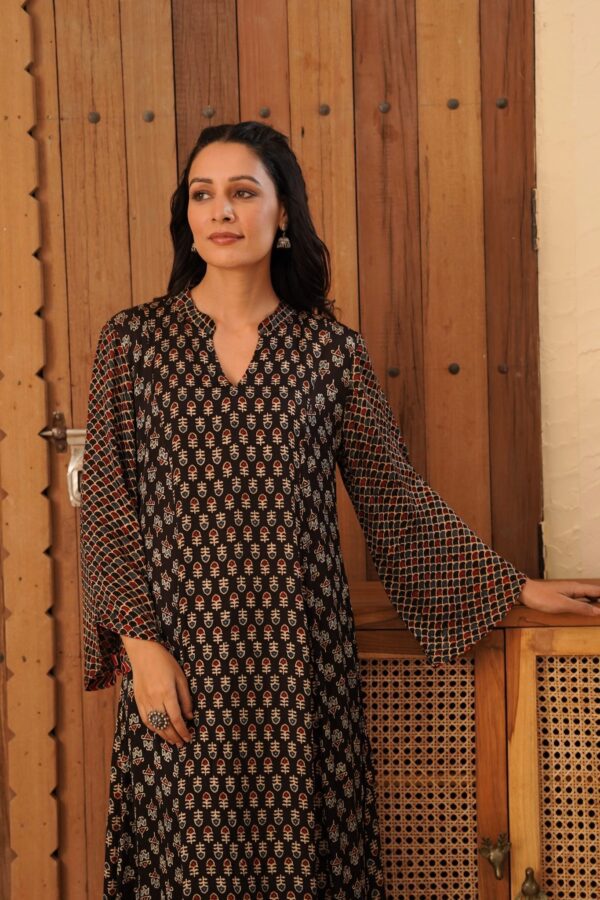 Ajrakh A-Line Kurta with Palazzo in Modal Fabric - Image 7