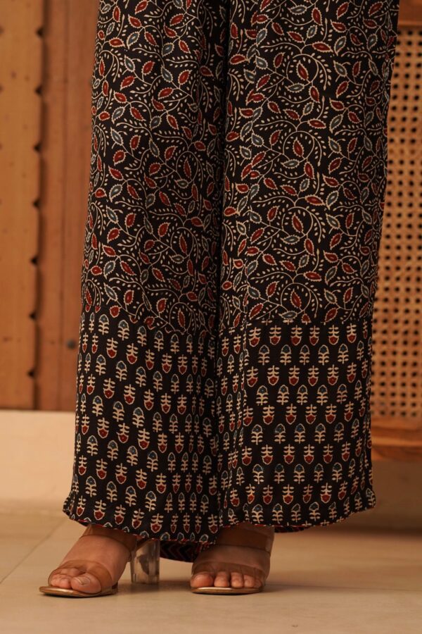 Ajrakh Straight Half-Half Kurta with Palazzo in Modal Fabric - Image 8