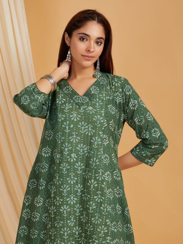 Hand Block Printed Cotton A-Line Kurta with Palazzo Set of 2 - Image 6