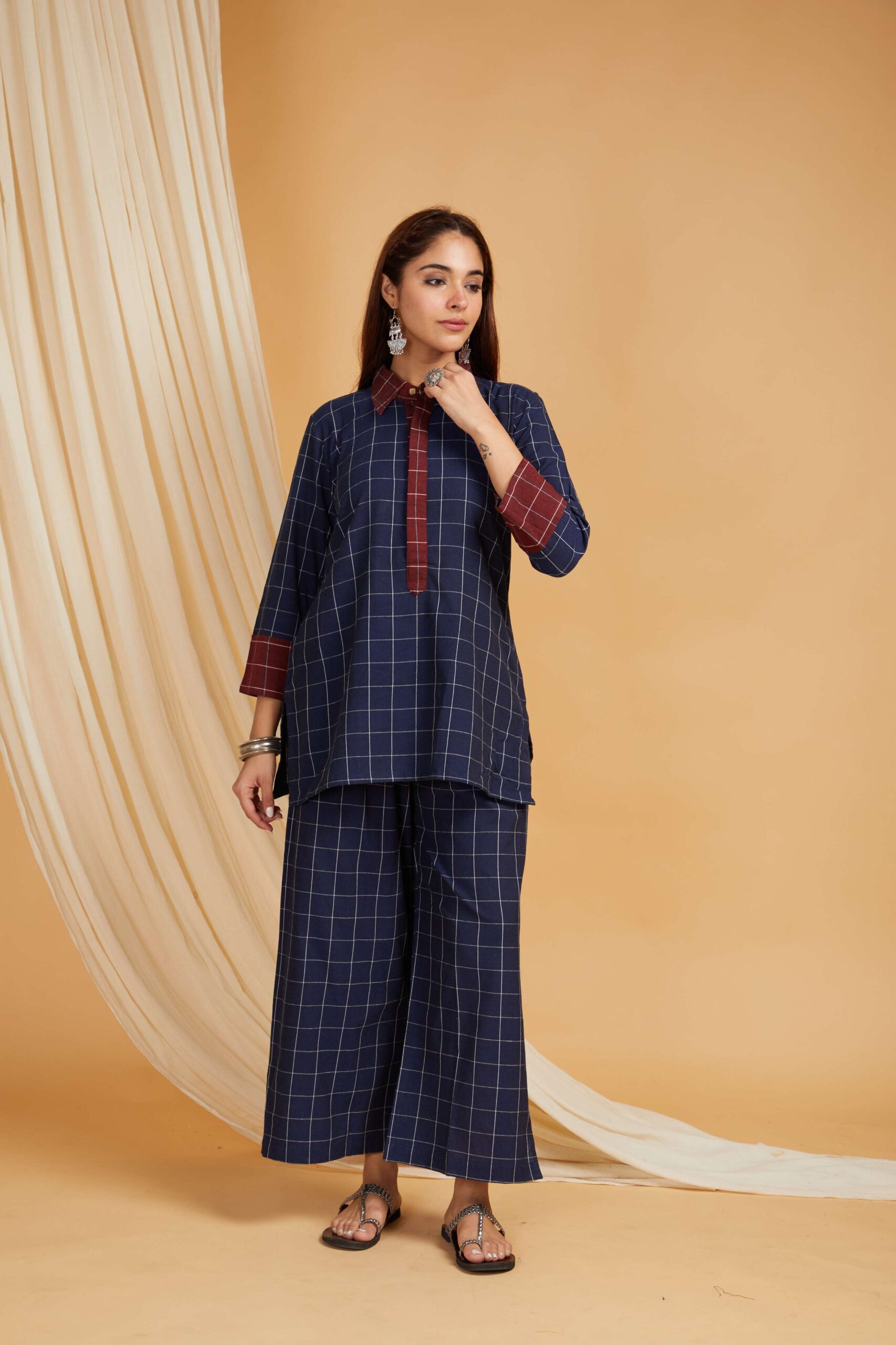 Navy Cotton Shirt Co-ord Set of 2