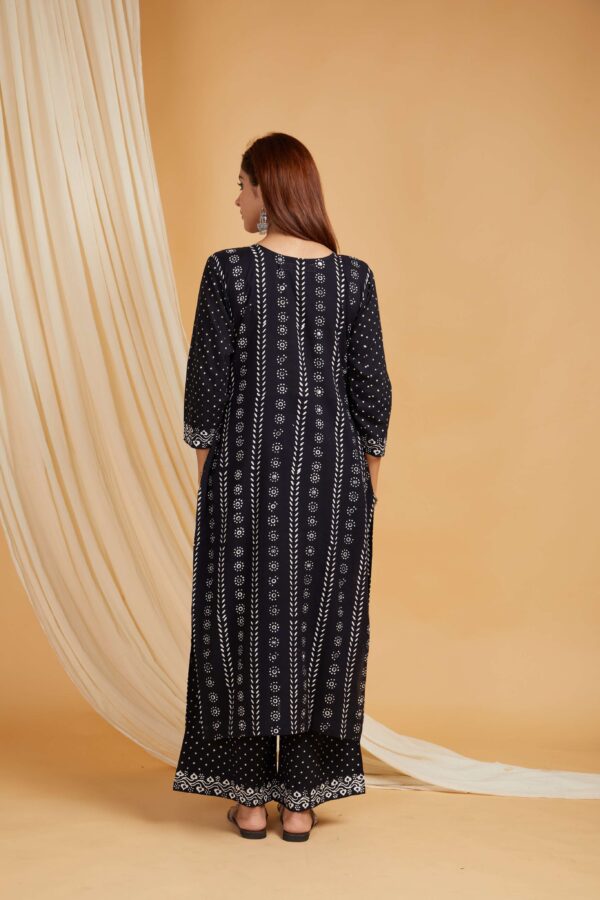Hand Block Printed Cotton Straight Kurta with Side pockets and Palazzo Set of 2 - Image 11
