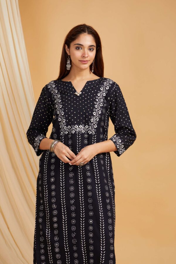 Hand Block Printed Cotton Straight Kurta with Side pockets and Palazzo Set of 2 - Image 12