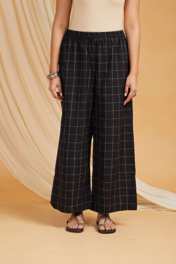 Black Cotton A-Line Kurta and Palazzo Set of 2 - Image 12