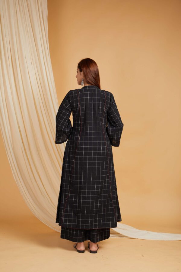 Black Cotton A-Line Kurta and Palazzo Set of 2 - Image 10
