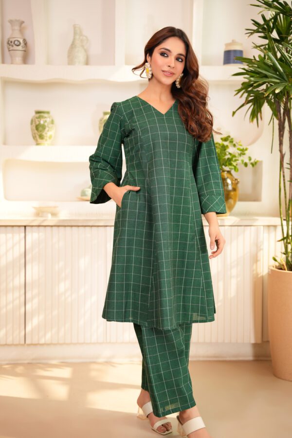 Green Flared Tunic with Palazzo- Set of 2