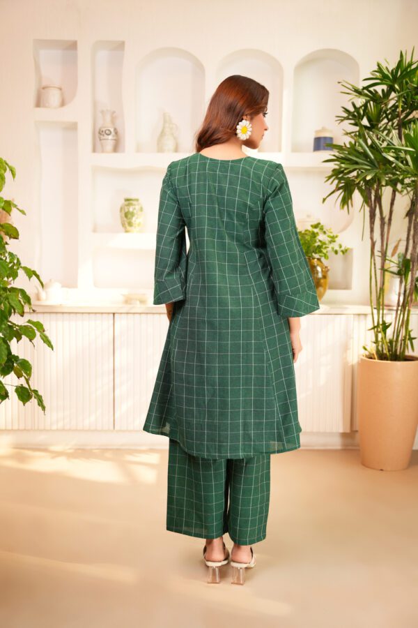 Green Flared Tunic with Palazzo- Set of 2 - Image 3