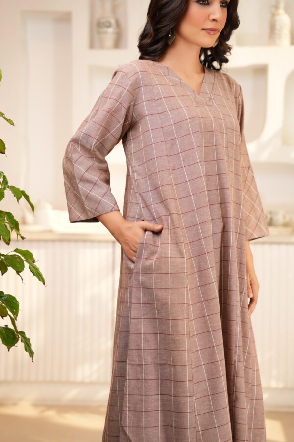 Brown Flared Long Tunic with Palazzo- Set of 2 - Image 5