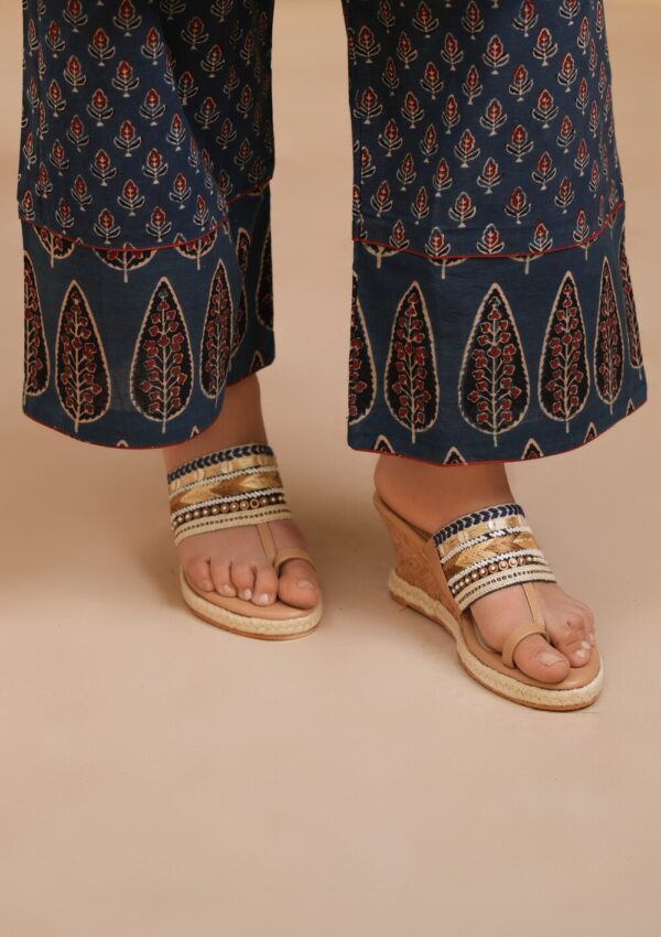 Indigo Maroon Cotton Ajrakh Palazzo - Image 2