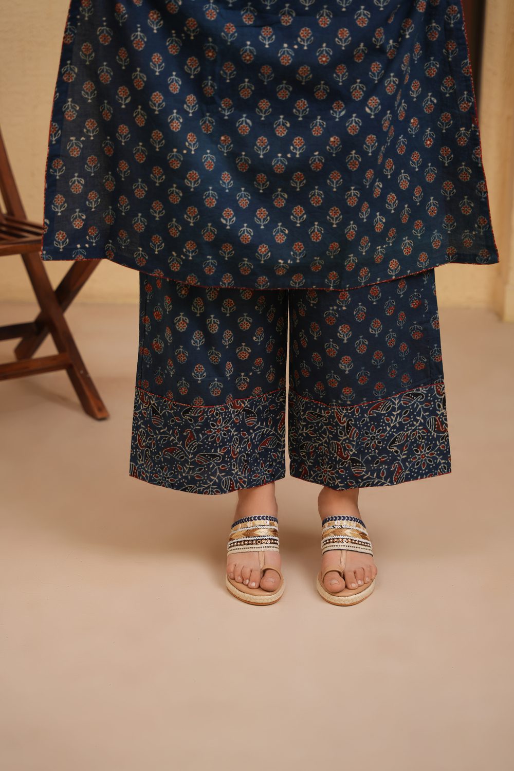 Indigo Blue Cotton Ajrakh Palazzo
