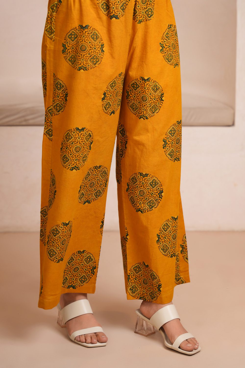 Yellow Cotton Ajrakh Palazzo