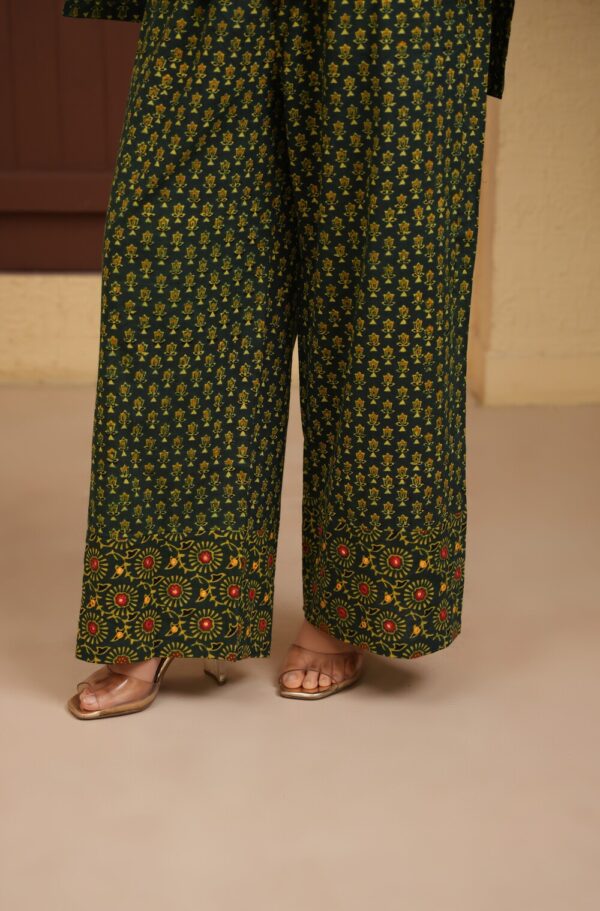 Green Cotton Ajrakh Hand Embroidered Palazzo