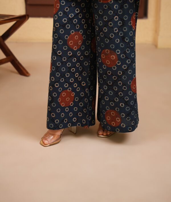 Indigo Cotton Ajrakh A-Line Kurta with Palazzo Set of 2 - Image 3