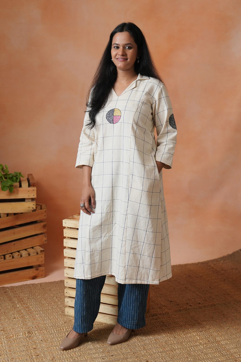 Karigari Kala Cotton Off White Co-ord Set of 2