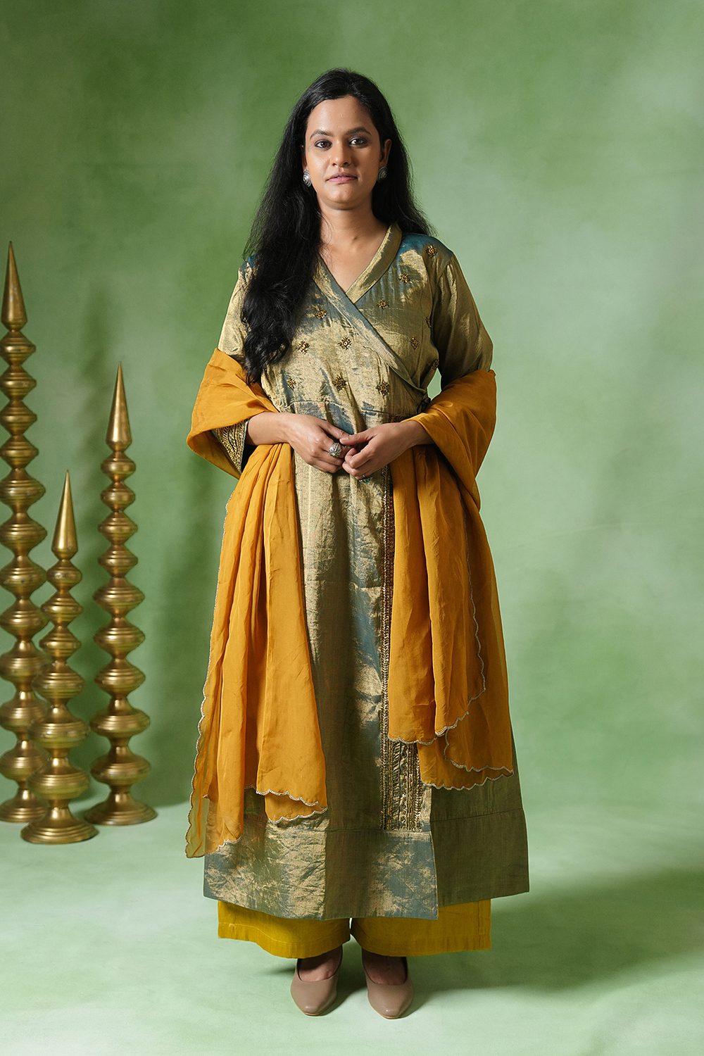 Riva Tissue Angrakha Set in Green Set of 3