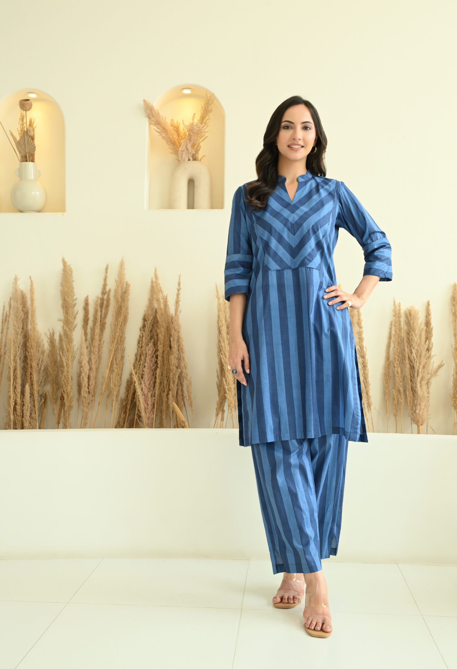 Stripes Printed Kurta and Pants Co-ord Set