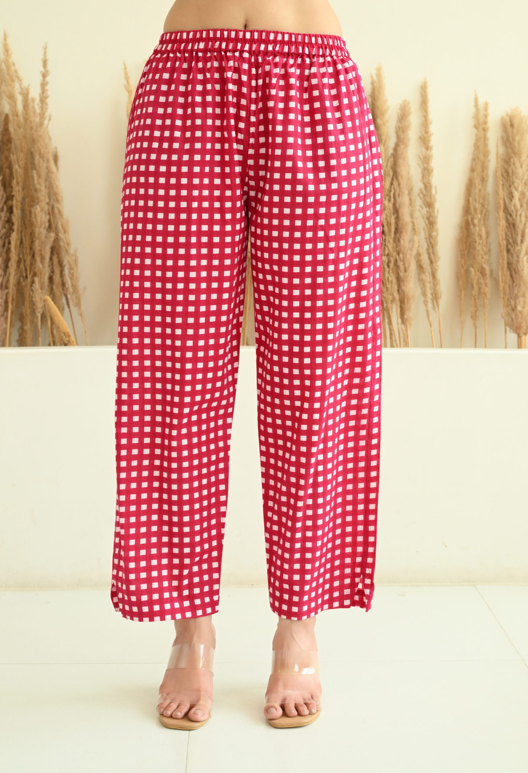 Floral and Checks Printed Short Kurta Pants Co-Ord Set - Image 6