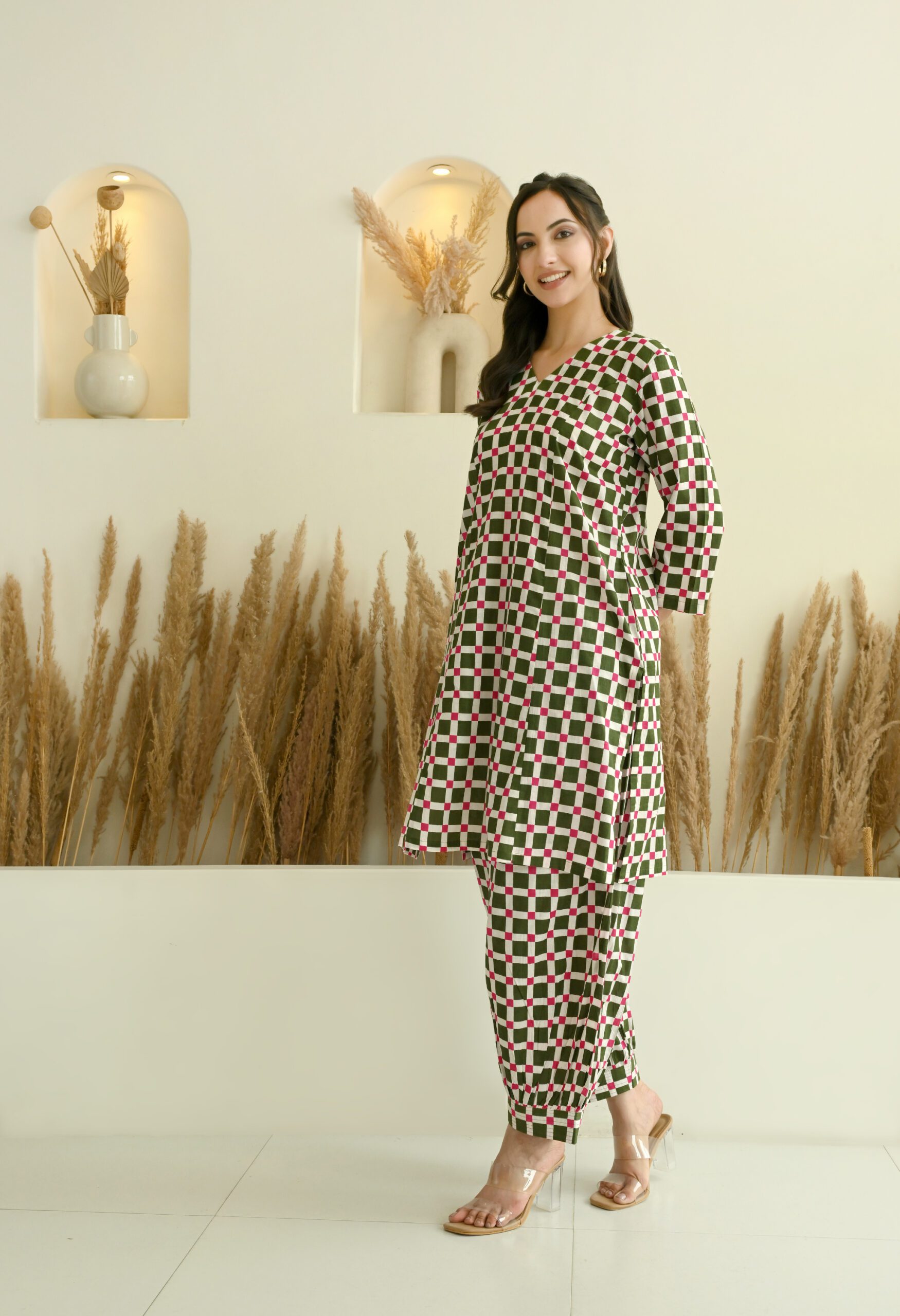 Checks Printed Kurta Salwar Co-Ord Set - Image 3