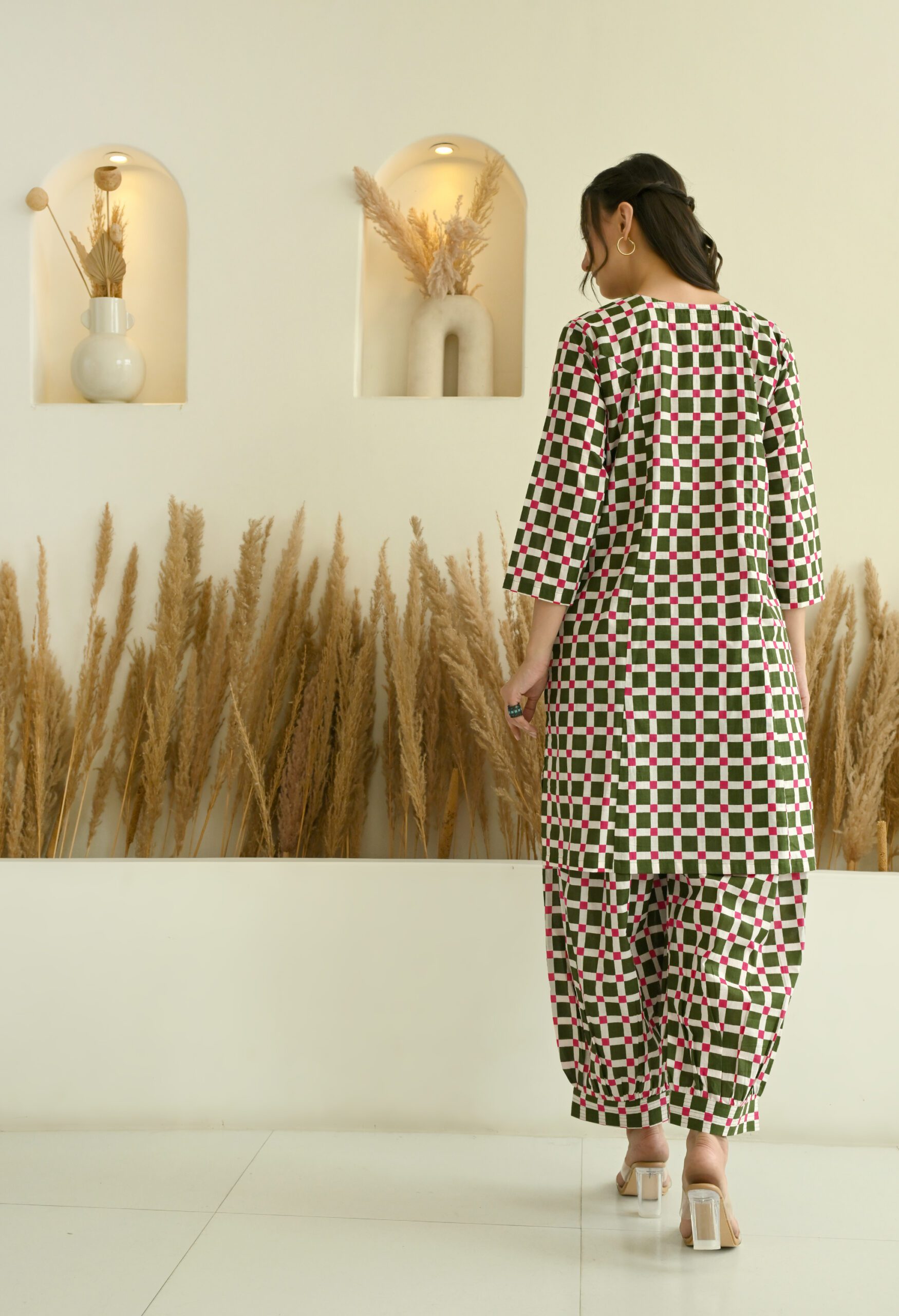 Checks Printed Kurta Salwar Co-Ord Set - Image 4
