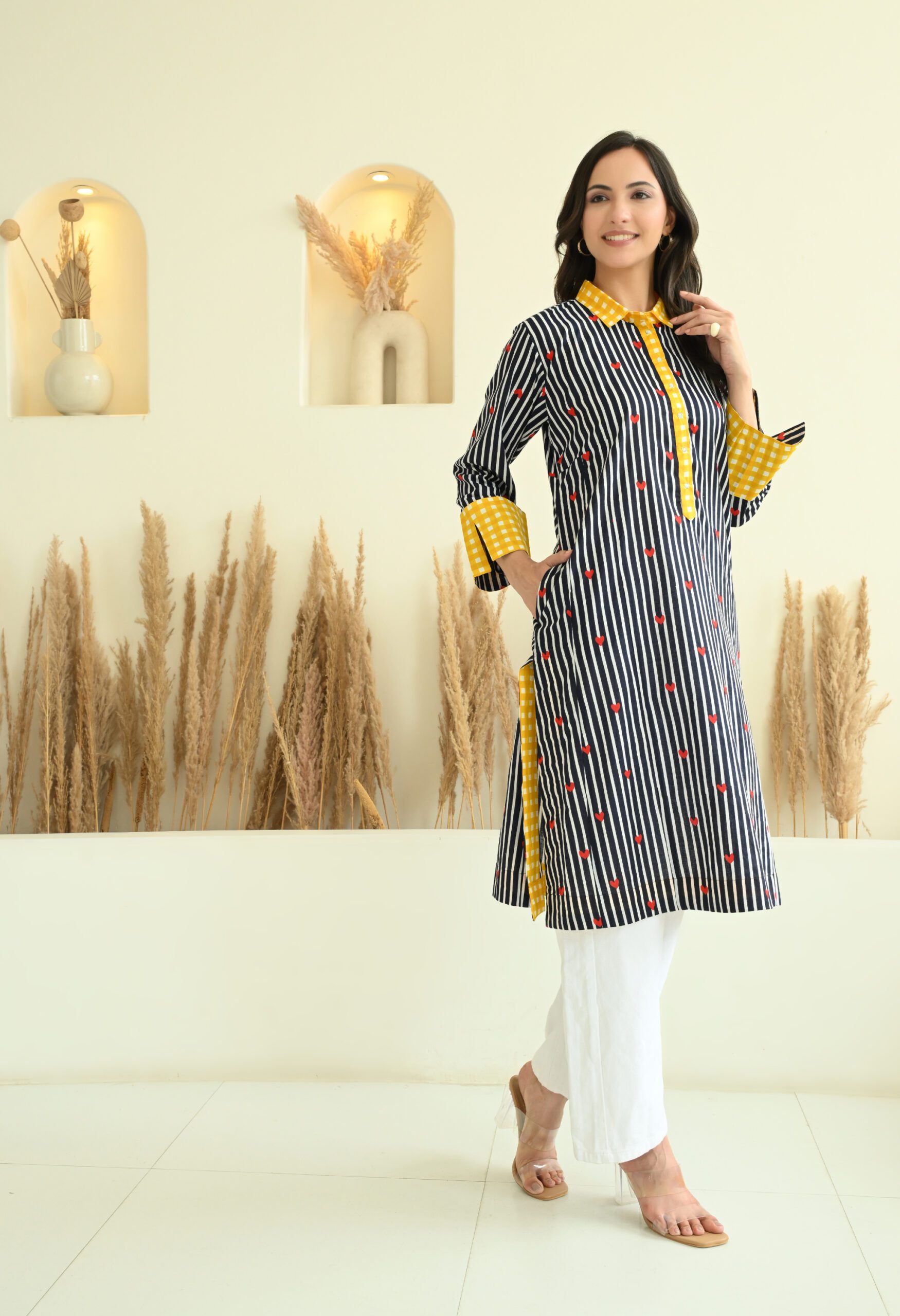 Stripes & Heart printed Kurta Shirt - Image 2