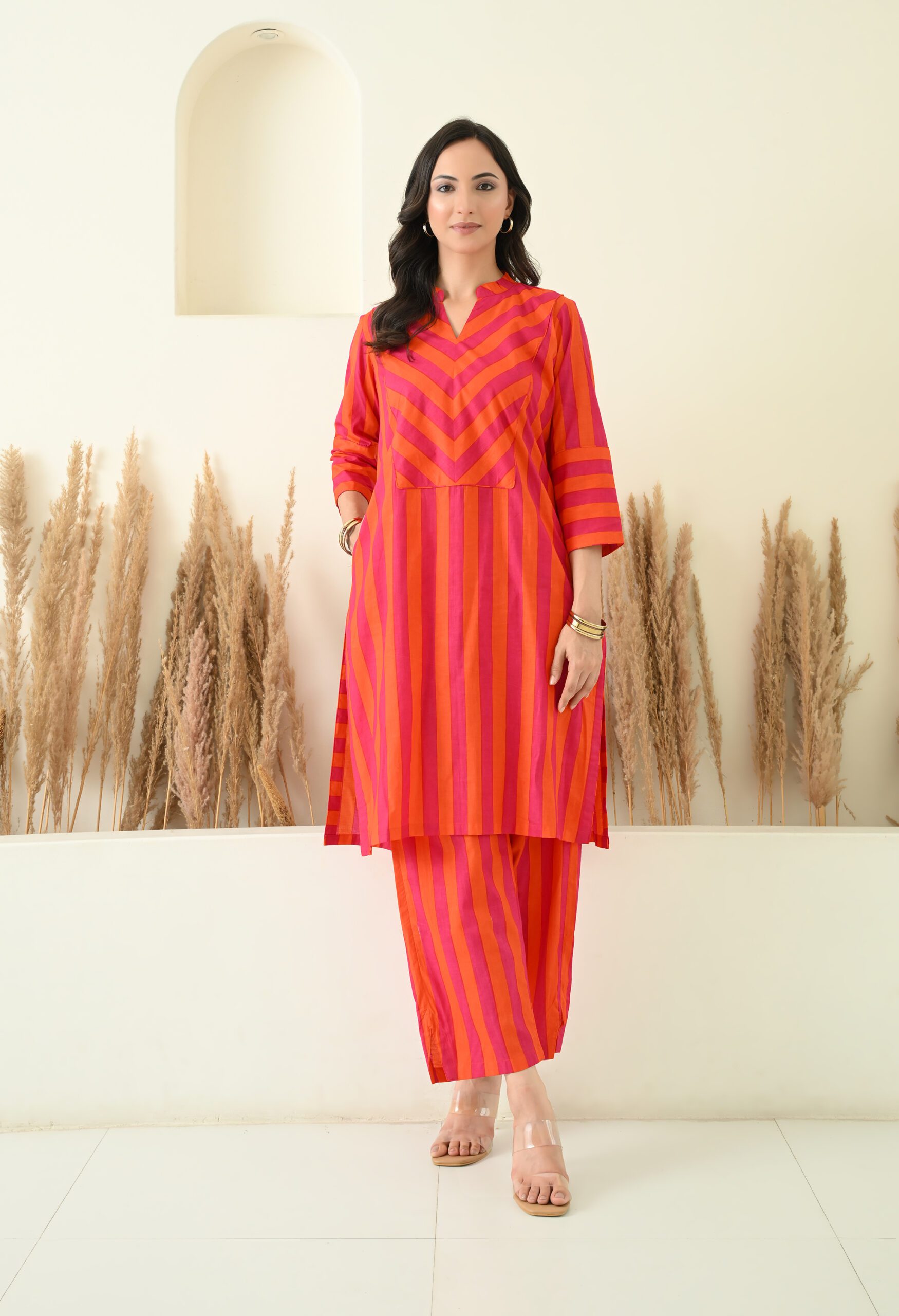 Stripes Printed Kurta and Pants Co-ord Set