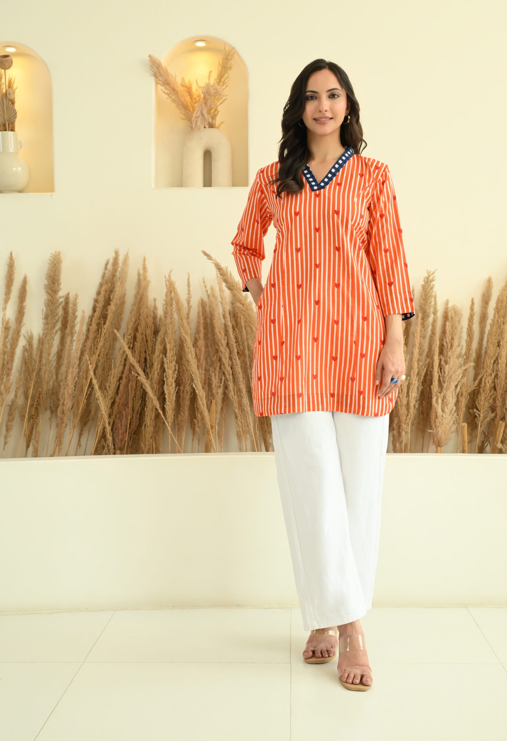 Stripes & Heart Printed Top